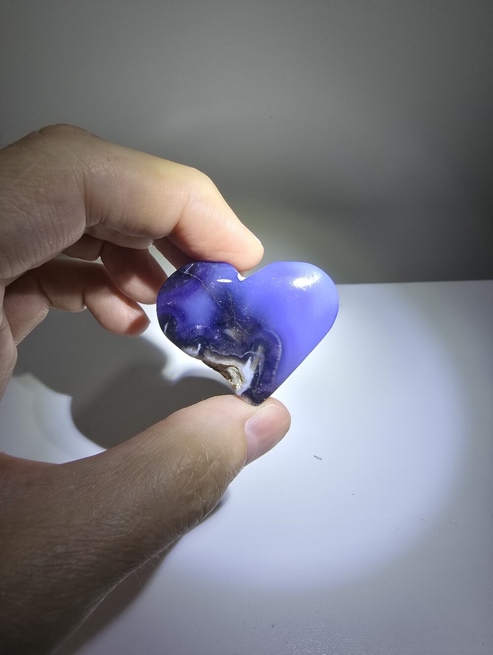 Blue Flower Agate Crystal Heart #E